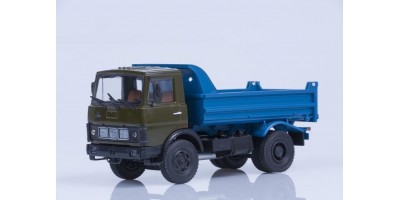 МАЗ-5551 самосвал (ранняя кабина, хаки-синий), 1988 г. /металл. рама, откидывающаяся кабина/